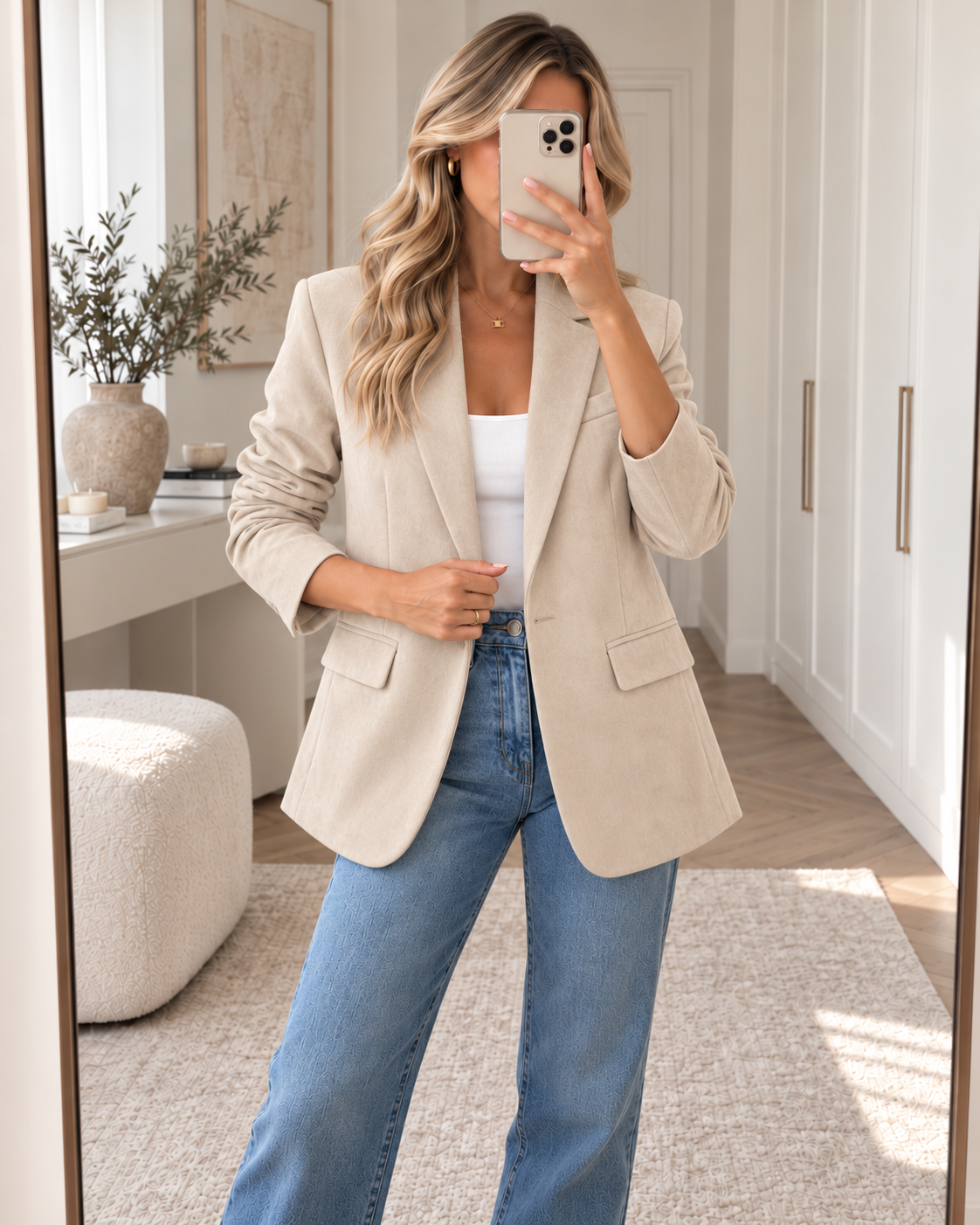 Women's Fitted Faux Suede Blazer
