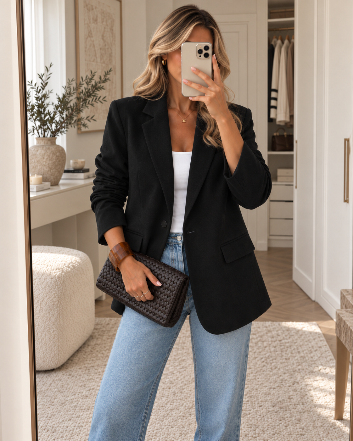 Women's Fitted Faux Suede Blazer