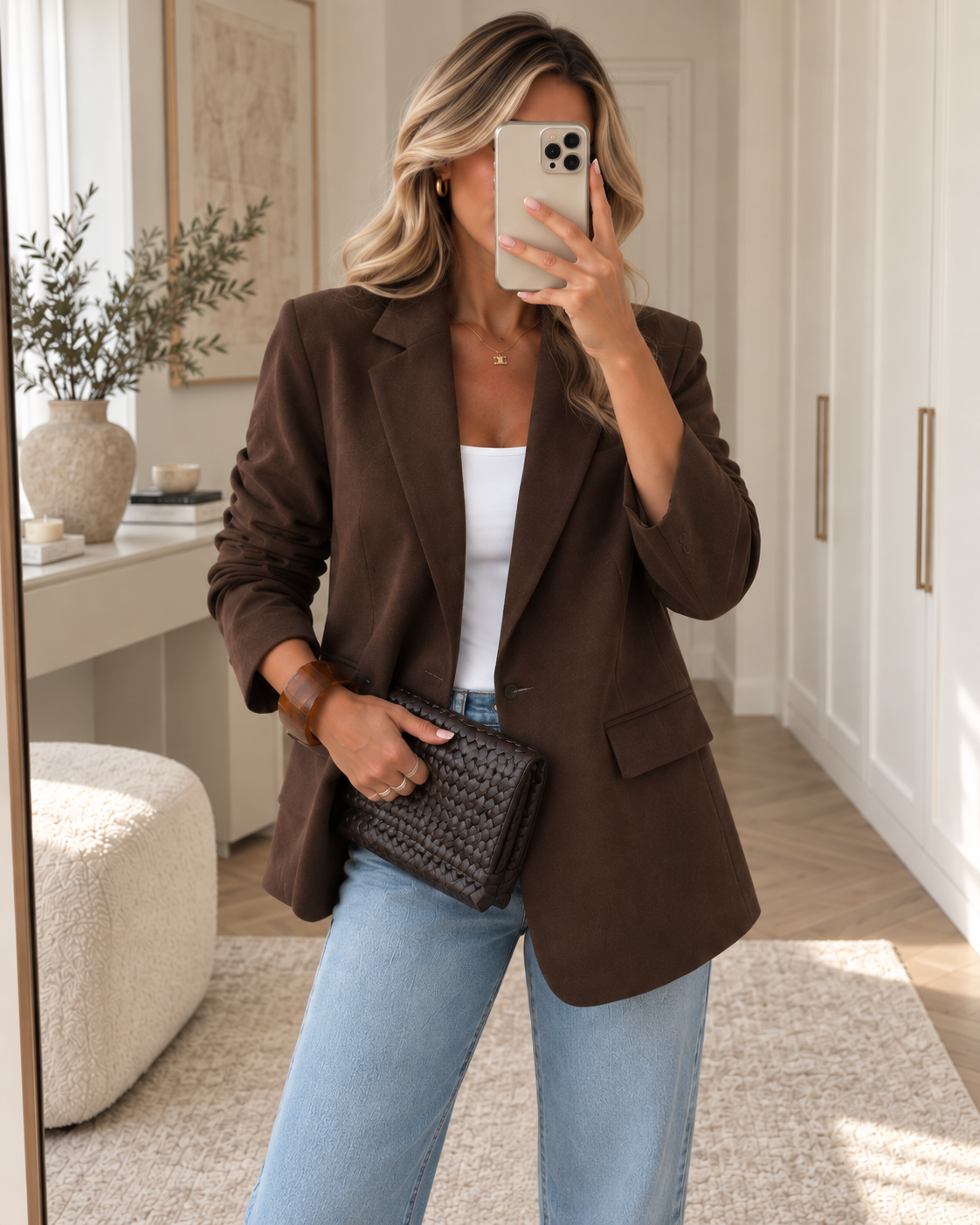Women's Fitted Faux Suede Blazer