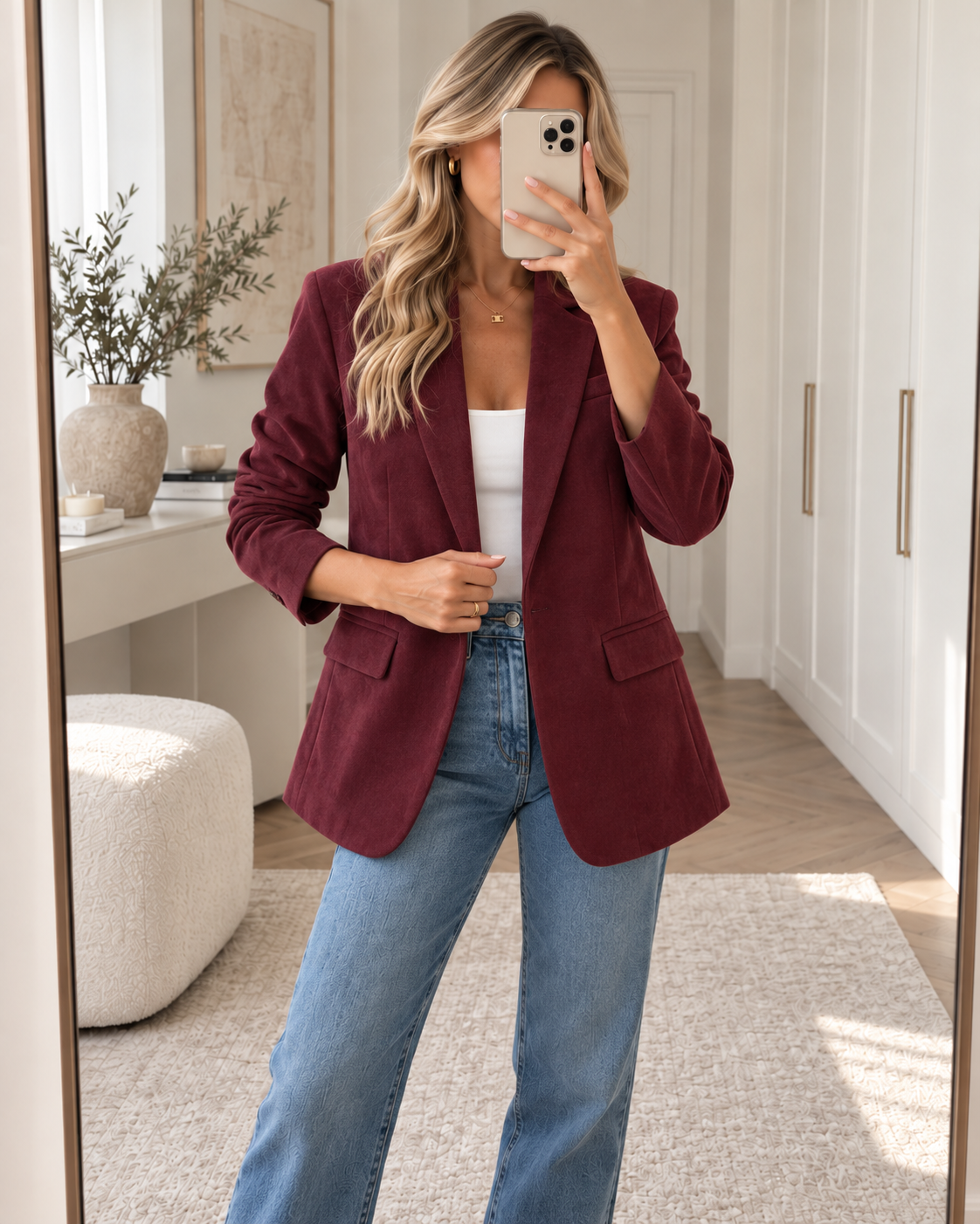 Women's Fitted Faux Suede Blazer